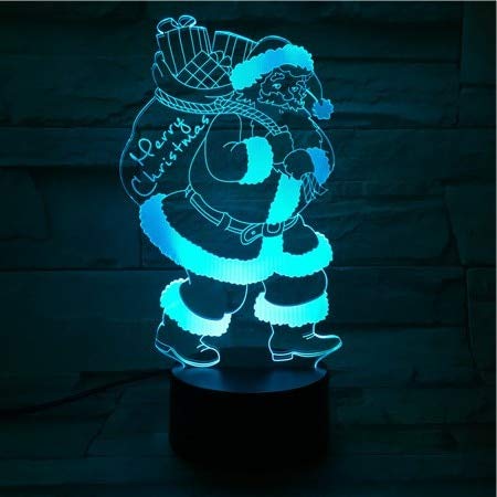 Lámpara de Navidad Santa Claus 3D Regalo lindo para adolescente Operado para habitación Luz de noche decorativa Lámpara de luz de noche LED Decoración de dormitorio