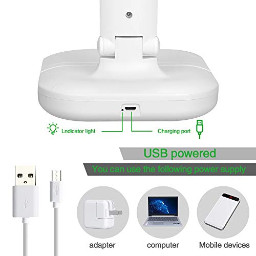 Lampara Escritorio LED, Protección para los Ojos Lámpara de Escritorio RegulableTáctil Control, Lámparas de Mesa USB Recargable, Lámparas mesilla de noche Plegable Luz