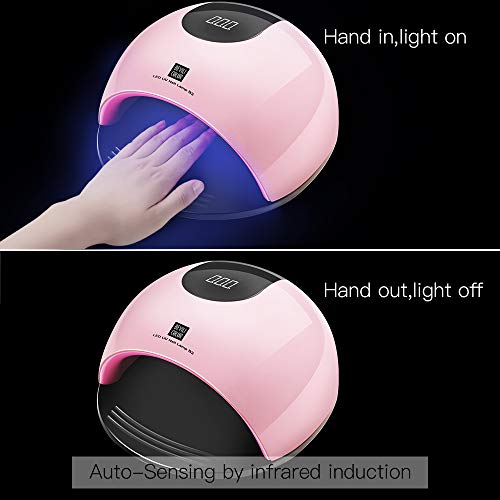 Lámpara LED UV Uñas, HALOVIE 80W Lámpara Secador de Uñas LED UV Gel Esmalte de Uñas Curado Luz Máquina Pantalla LCD Táctil Sensor Automático con 4 Temporizadores Profesional para Manicura Pedicura