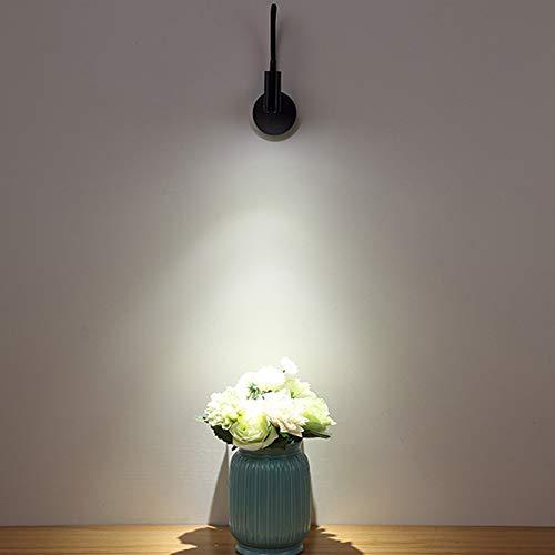 Lampara Pared Cuello de Cisne 3W, Konesky Lampara Lectura LED Pared 2 Piezas, Luz de Pared con Enchufe y el Interruptor, 100-200LM/3000K/AC 95-265V,ángulo del Haz:35°,Longitud del Brazo:11.8IN