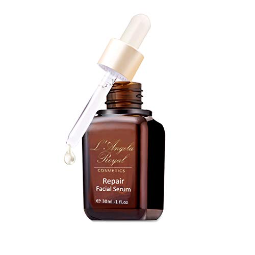 L'Angela Royal SERUM REPAIR, Serum Facial Reparador, Coenzima Q10, Vitamina E, Ácido Hialurónico, Aloe Vera, Hidratación, Tratamiento Facial, Para la Cara, Cuello y Escote, 30ml