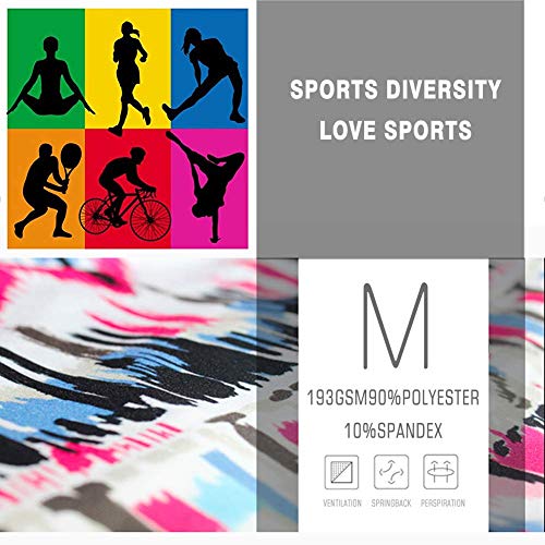 lanjiangbaih Rosa y Azul Estampado Floral De Baño De Las Mujeres De Cintura Alta Pantalones De Yoga Control De La Tummy Leggings De Entrenamiento Como Cuadro M