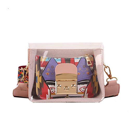 LANSKIRT_Bolsos Transparentes Mujer Bandolera Bolsa de Mensajero Salvaje Bolsas de Gelatina Hombro Pu Cuero Bolsos de Mano Verano