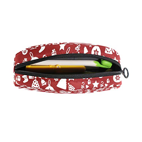 Lápiz Bolsa Bolso Funda Arte de Navidad Patrón Sin costuras Stock Maquillaje Semicírculo cosmético para niñas Niños Escuela de viaje