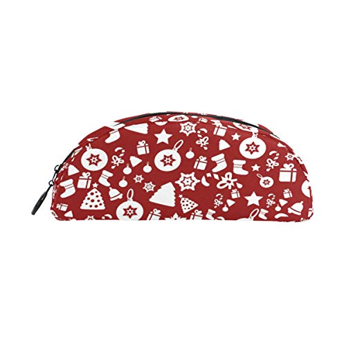 Lápiz Bolsa Bolso Funda Arte de Navidad Patrón Sin costuras Stock Maquillaje Semicírculo cosmético para niñas Niños Escuela de viaje