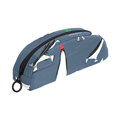 Lápiz Bolsa Bolso Funda Bolsa Patinaje Pingüino Maquillaje Cosmético Semicírculo para Chicas Niños Escuela de Viaje