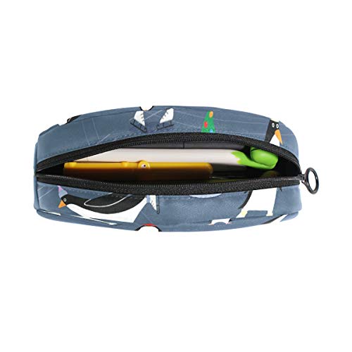 Lápiz Bolsa Bolso Funda Bolsa Patinaje Pingüino Maquillaje Cosmético Semicírculo para Chicas Niños Escuela de Viaje