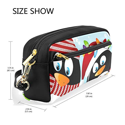 Lápiz Bolsa Bolso Funda Feliz Navidad Lindo Animal Pingüino Maquillaje Cosmético para Niñas Niños Escuela de Viajes