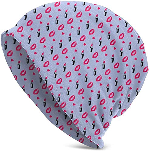 Lápiz Labial Kiss Casual Unisex Print Knit Beanie Hats Winter Keep Warm Skullies Gorras