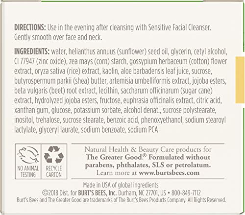 Las abejas de Burt - Crema de Noche - para piel sensible - 50g