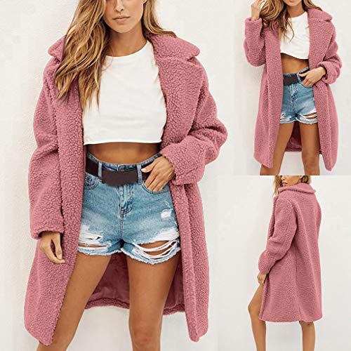 Las Mujeres Trabajan Abrigo de Chaqueta de Lana de botón de Manga Larga de Oficina de Invierno sólido Vintage Invierno Mujeres Moda Informal más Gruesa Slim sólido Abajo Chaqueta Abrigo