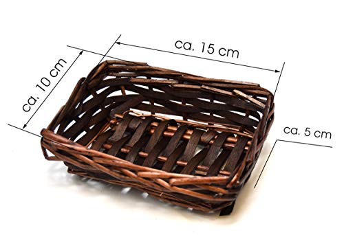 Lashuma - Juego de 4 cestas de mimbre vacías de mimbre, tamaño 15 x 10 cm, cesta de Pascua altura de 5 cm, pequeñas cestas de regalo para envolver