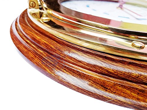 Latón náutico reloj de marea con ojo de buey y Base de madera – Capitán marítimo playa decoración del hogar regalo – Nagina internacional, madera, White ,blue , black ,red, 45,72 cm
