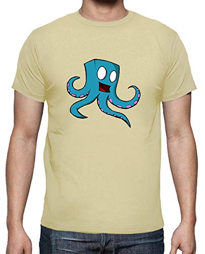 latostadora - Camiseta Feliz Cubo Pulpo para Hombre Crema S