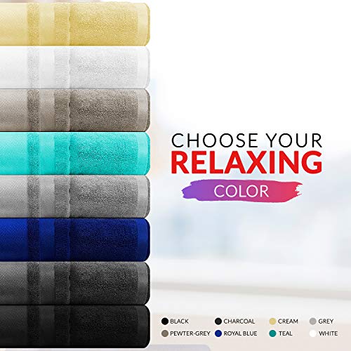 Lazzaro Home - Juego de toallas de mano de algodón egipcio, 2 toallas de mano, color gris, 650 g/m², algodón egípcio, verde azulado, 2 Bath And 2 Hand Towels