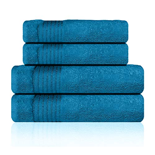 Lazzaro Home - Juego de toallas de mano de algodón egipcio, 2 toallas de mano, color gris, 650 g/m², algodón egípcio, verde azulado, 2 Bath And 2 Hand Towels