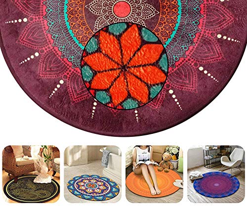 LB Alfombra de área Redonda, timón, Retro, náutica, Mandala, Sala de Estar Dormitorio baño Cocina Habitación de los niños/bebé Alfombra Suave Alfombra, decoración del hogar, 80x80cm