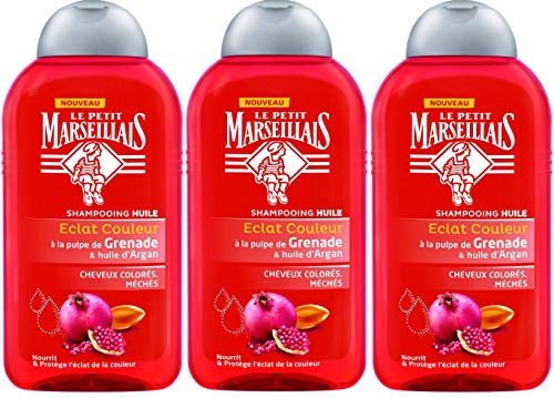 Le Petit Marseillais Eclat Couleur Champú de aceite de granada y argán, juego de 3 unidades de 250 ml