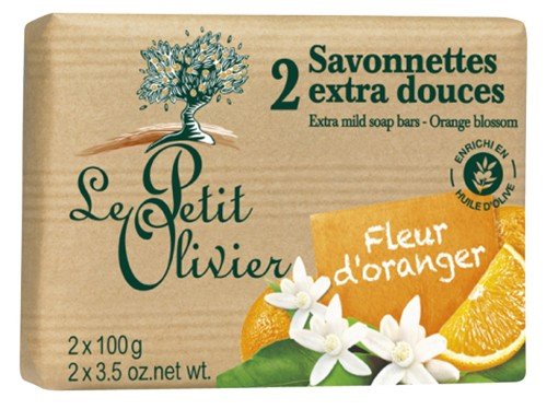 Le Petit Olivier Jabón con naranja Flores y aceite de oliva 2 x 100 gramos de Francia