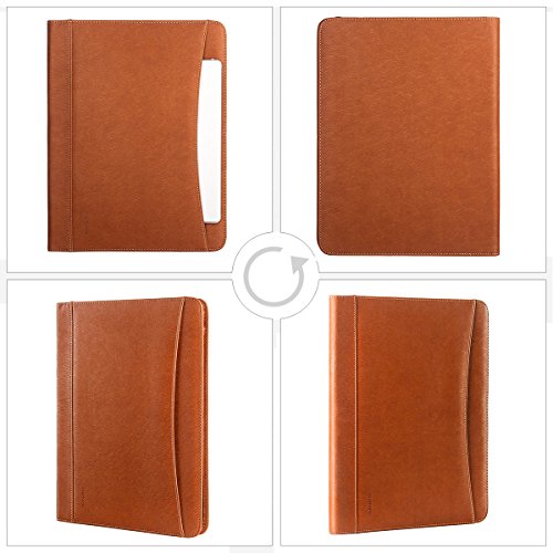 Leathario Carpeta de Conferencias Organizadora Personal de Viaje Portafolio de A4 Documentos con Cierre de Cremallera con Panel de Escritura