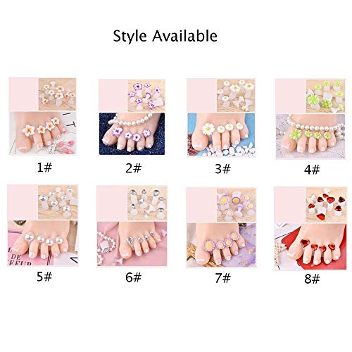Lecimo DIY 8pcs / Set Separador del dedo del pie Flor de silicona Diamante Pie Nail Art Tools Pedicure a s d