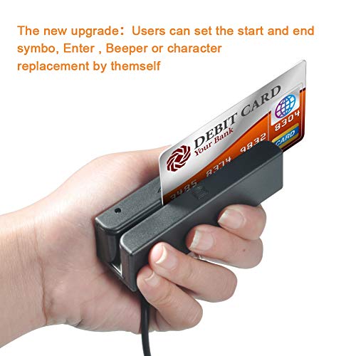 Lector de Tarjetas de crédito, Lector de Tarjetas de crédito USB, Lector de Tarjetas de Banda magnética MSR90 3 Pistas Mini mag Hi-Co Swiper 1 Pack