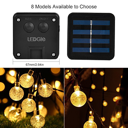 LEDGLE Luces de Burbuja de Hadas LED impermeable luz de Bola de Cristal con 8 modos iluminación, 30 luces LED, Blanco cálido