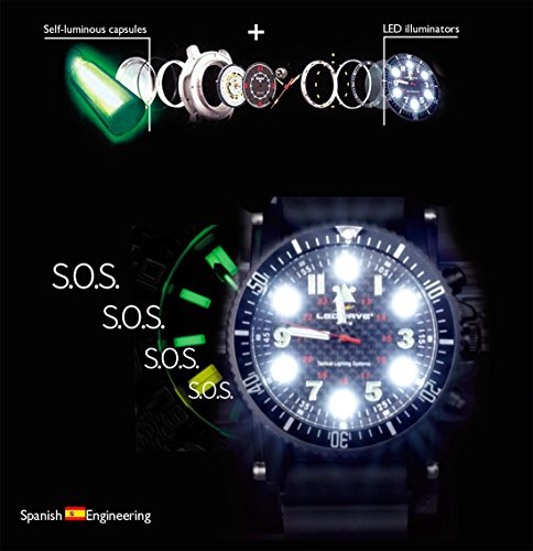 Ledwave Night Eyes II SS Reloj Táctico LED con Cápsulas de Tritium de Caza, Unisex Adulto, Negro, Talla Única