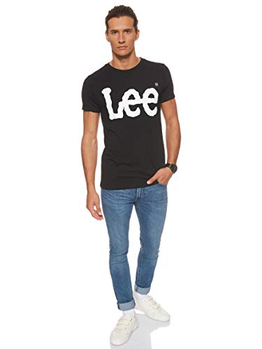 Lee Logo tee Camiseta, Negro (Black Ai01), Large para Hombre