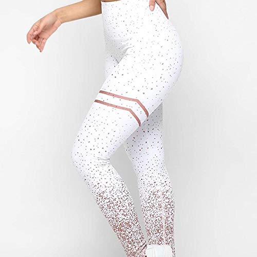 Leggings Leggings con Brillo Leggings con Lunares Dorados Y Plateados Brillantes Leggins con Push Up Legging Elástico De Moda Fitness L Blan