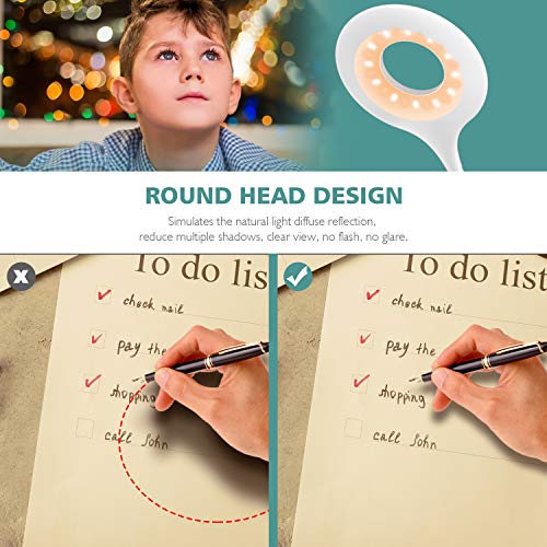 LENCENT Luz Lectura Lámpara de Escritorio 28 LED Recargable with Blue Light Blocking, 9 Modos de Brillo (LED Ámber y blanco) Lámpara de Libro Clip, Pinza de LED en la Lámpara Batería