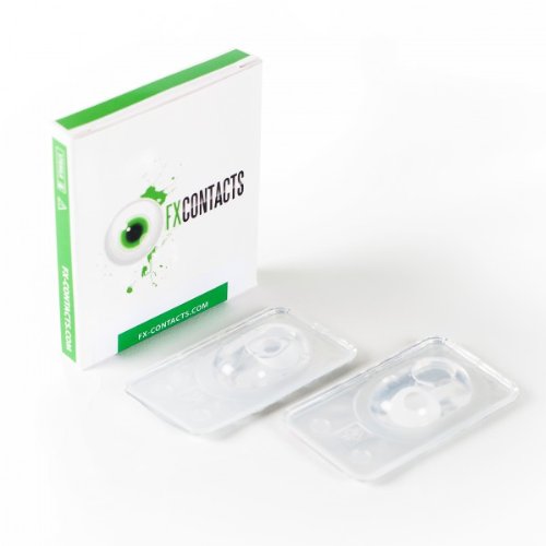 Lentillas de color "Red Monster" + cápsulas de sangre artificial + recipiente de FXContacs en blanco, blandas, sin dioptrías pack de 2 unidades - cómodas y perfectas para Halloween, Carnaval, sin corregir