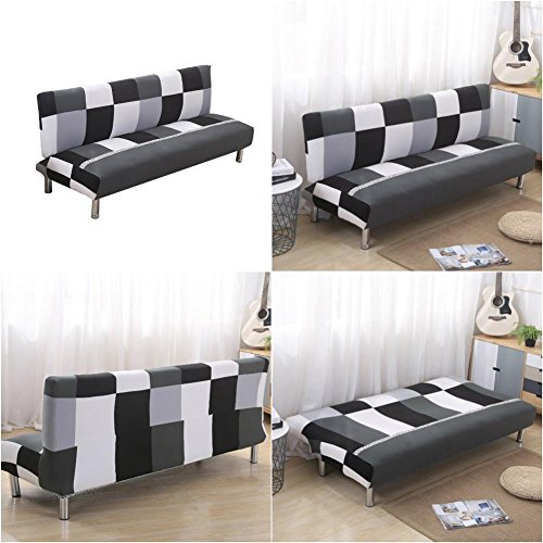 Leo565Tom Norte de Europa Funda de sofá Cubierta de la Cama Cubiertas de sofá elástico Tela Funda Elástica Sofá Slipcover Protector (160-190 cm, Rejilla Blanco y Negro)
