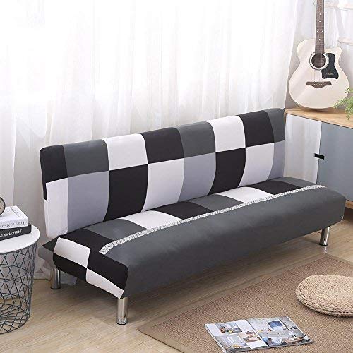 Leo565Tom Norte de Europa Funda de sofá Cubierta de la Cama Cubiertas de sofá elástico Tela Funda Elástica Sofá Slipcover Protector (160-190 cm, Rejilla Blanco y Negro)