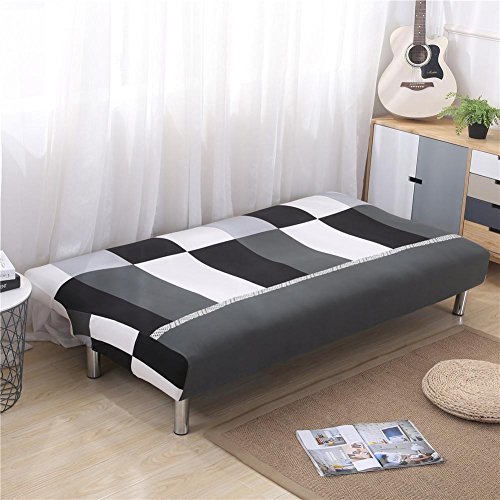 Leo565Tom Norte de Europa Funda de sofá Cubierta de la Cama Cubiertas de sofá elástico Tela Funda Elástica Sofá Slipcover Protector (160-190 cm, Rejilla Blanco y Negro)