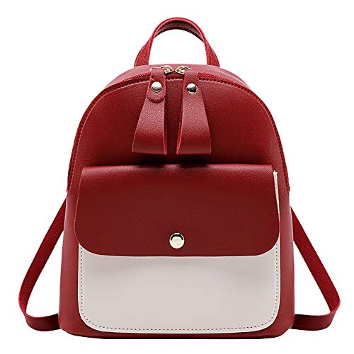 Leobtain Women Backpack Solid Color PU Adjustable Strap Crossbody Mini Stylish Trendy Bag Casual for Shopping