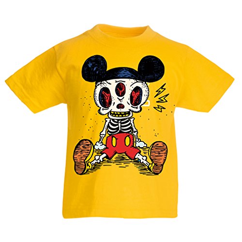 lepni.me Camisas para niños Esqueleto de un ratón (7-8 Years Amarillo Multicolor)