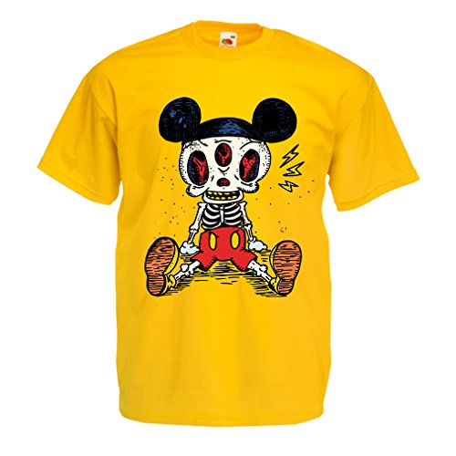 lepni.me Camisetas Hombre Esqueleto de un ratón (X-Large Amarillo Multicolor)
