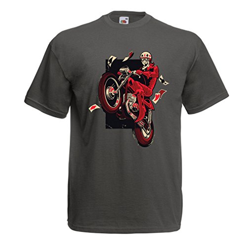 lepni.me Camisetas Hombre Motociclista - Ropa de Motocicleta, Ropa Retro (Medium Grafito Multicolor)