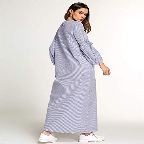 LERDBT Vestido Largo de Noche Maxi Perfume de Manga Larga para Mujer Vestido a Rayas túnica (tamaño : L)