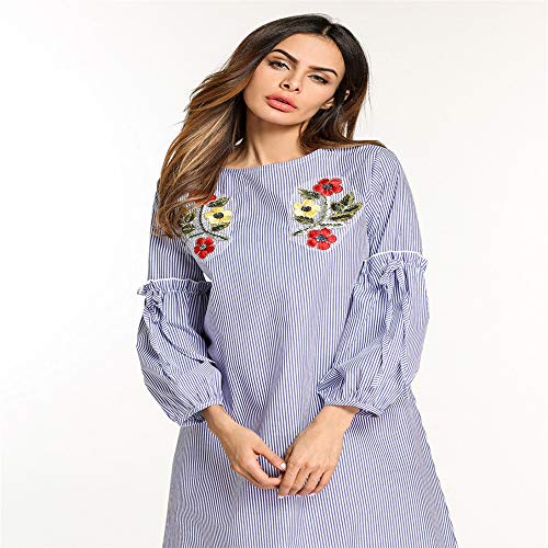 LERDBT Vestido Largo de Noche Maxi Perfume de Manga Larga para Mujer Vestido a Rayas túnica (tamaño : L)