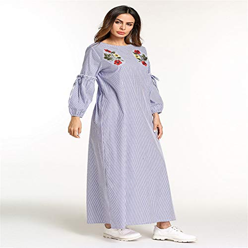 LERDBT Vestido Largo de Noche Maxi Perfume de Manga Larga para Mujer Vestido a Rayas túnica (tamaño : L)