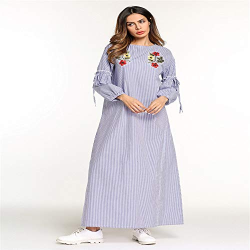 LERDBT Vestido Largo de Noche Maxi Perfume de Manga Larga para Mujer Vestido a Rayas túnica (tamaño : L)
