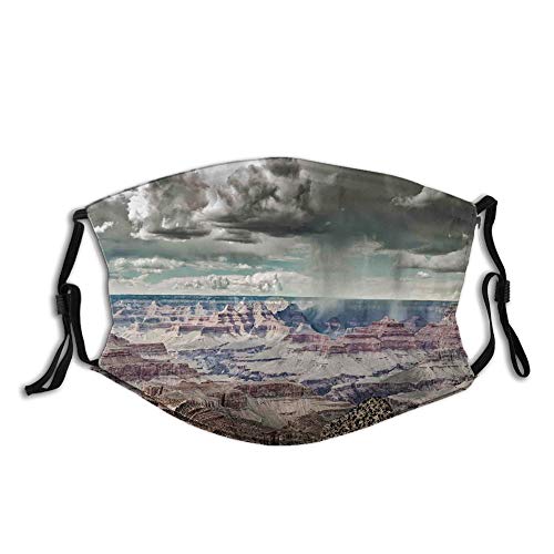 LESKETH cómoda cubierta de cara a prueba de viento, nubes de Cumulus en el valle del Gran Cañón con vigas nebulosas imagen de naturaleza idílica, decoraciones faciales impresas para unisex