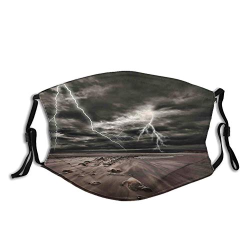 LESKETH cómoda cubierta de cara a prueba de viento, relámpago parpadea en toda la playa de arena de un potente estampado de vigas radiantes, decoraciones faciales impresas para unisex