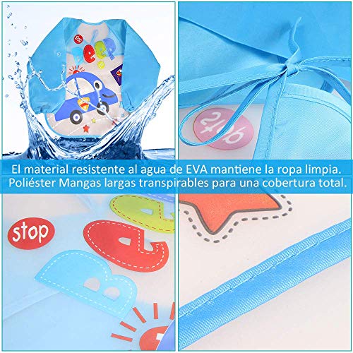Letilio Baberos - 6 pcs Impermeable delantal de bebé unisexo EVA con manga larga y 2 pcs Toalla para 6 meses a 3 años edad