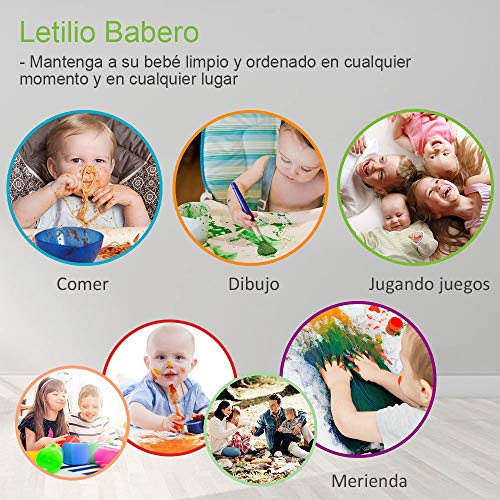 Letilio Baberos - 6 pcs Impermeable delantal de bebé unisexo EVA con manga larga y 2 pcs Toalla para 6 meses a 3 años edad