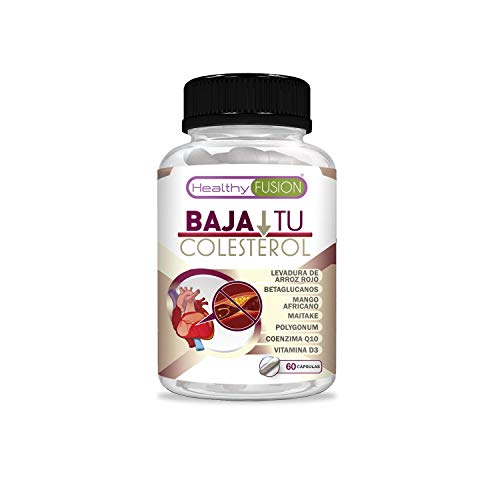 Levadura de arroz rojo para reducir y bajar los niveles de colesterol LDL y aumentar el nivel de HDL | Levadura de arroz rojo + coenzima Q10 + resveratrol + mango africano + vitamina D | 60 cápsulas