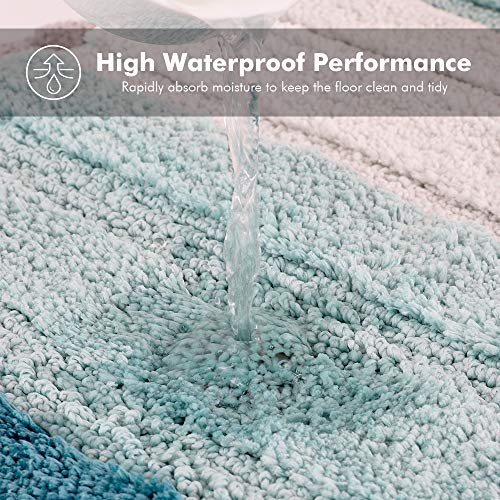 Lewondr Alfombra de Rayas, Tacto Suave Rectángulo Alfombra con Respaldo Antideslizante Absorbente, Diseño Moderno Alfombra Puerta De Baño para Hogar Sala de Estar Dormitorio - Gradiente Azul