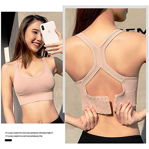 LGQ Sujetadores Deportivos para Mujer, After The Shock-Breasted Ropa Interior Ajustable Secado rápido Transpiración Running Sujetador Deportivo Hollow Beauty Volver,B,S